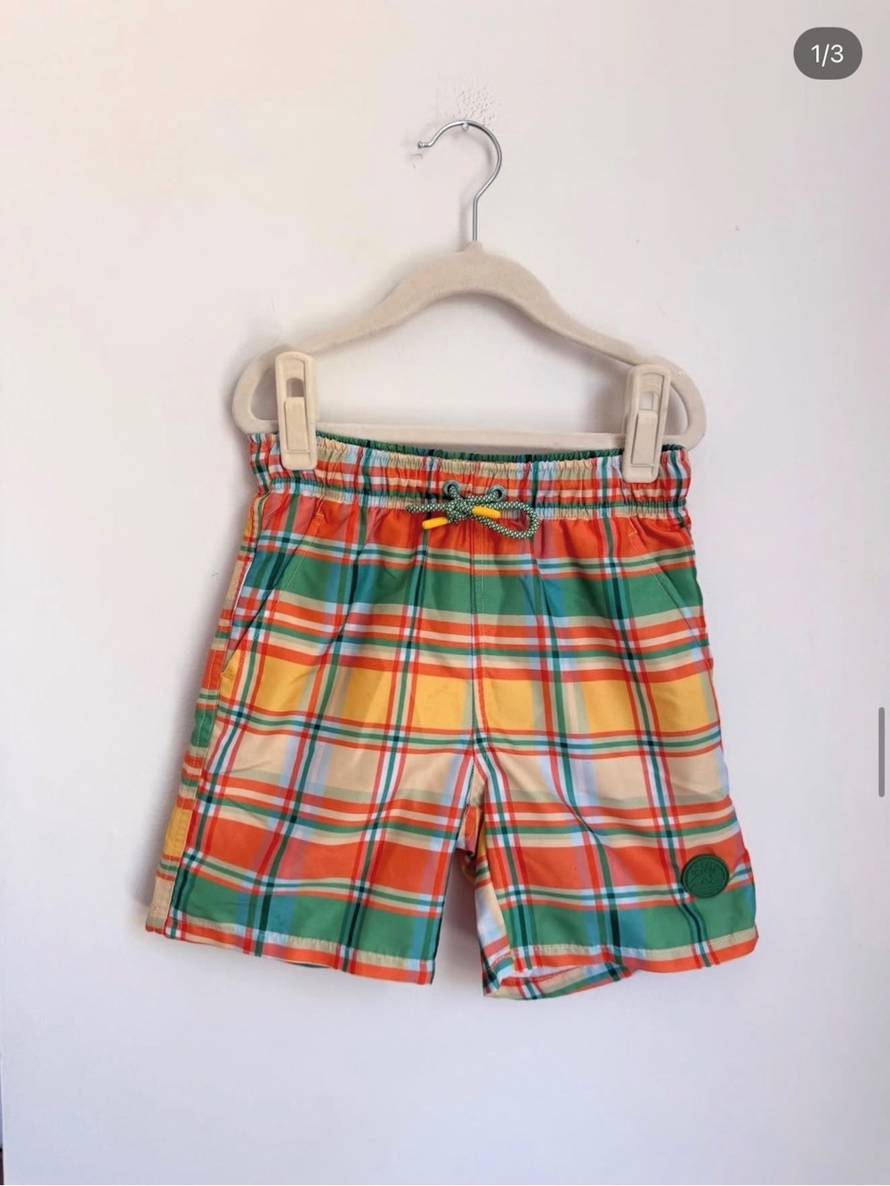 Souris Mini Boys Plaid Swim Trunks (Size 7)